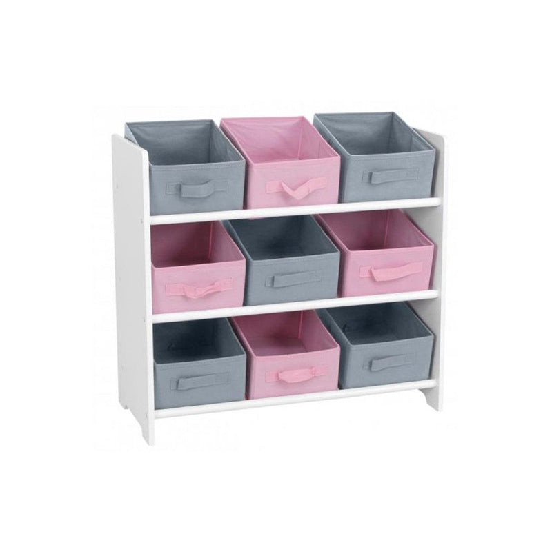 Meuble de rangement 9 paniers Rose et Gris - Atmosphera For Kids