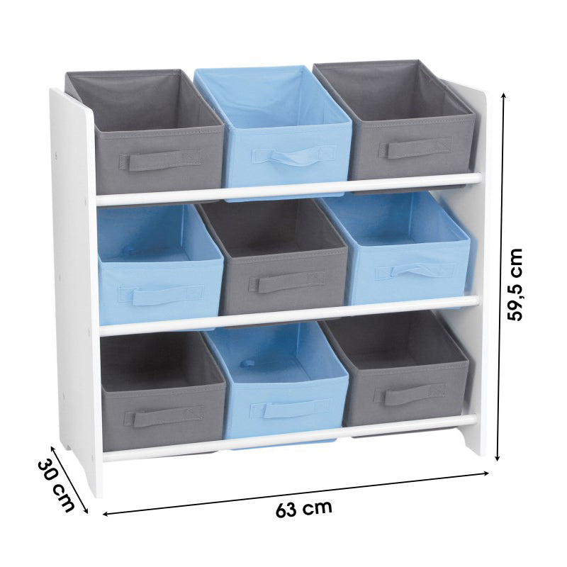 Meuble de rangement 9 paniers Bleu et Gris - Atmosphera For Kids