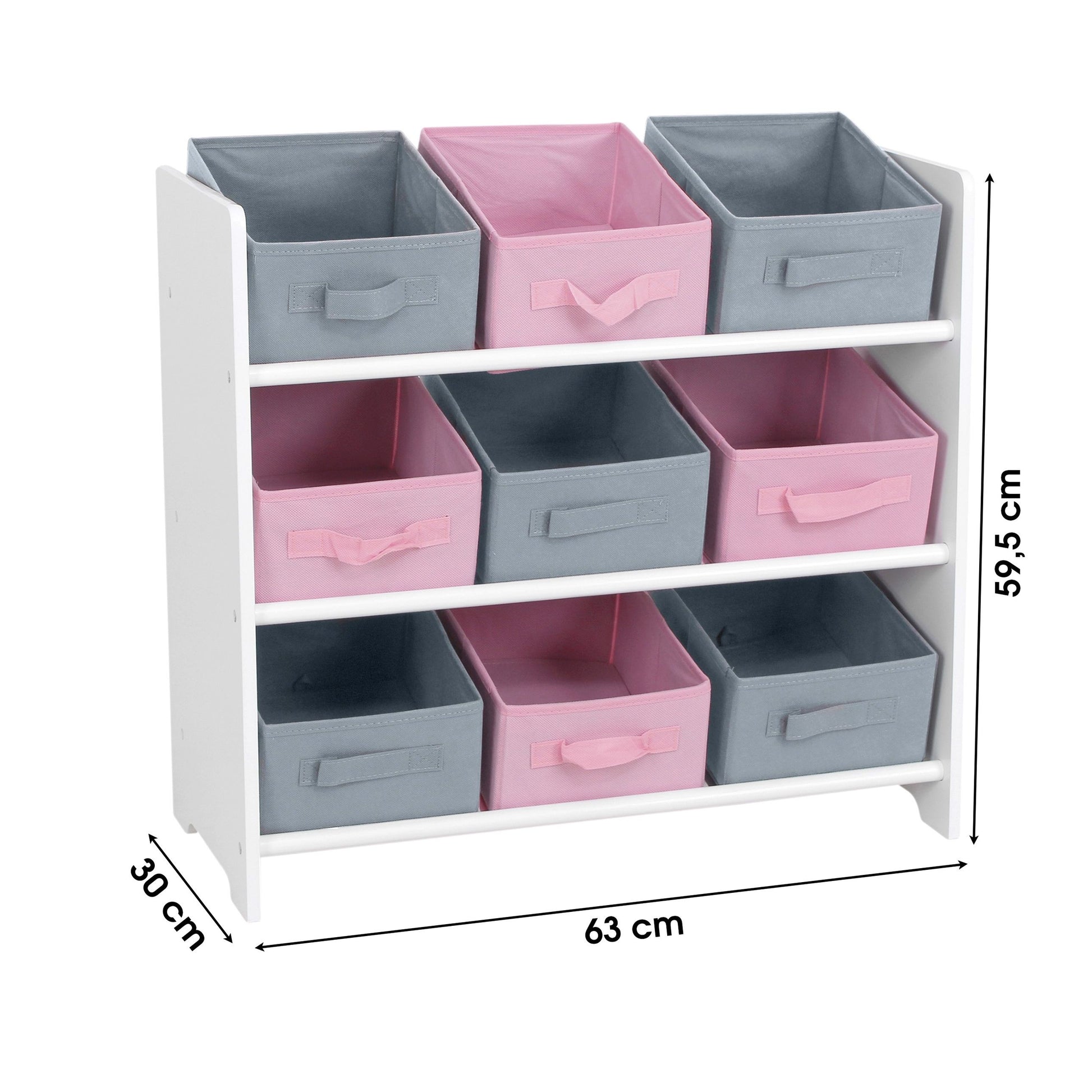 Meuble de rangement 9 paniers Rose et Gris - Atmosphera For Kids