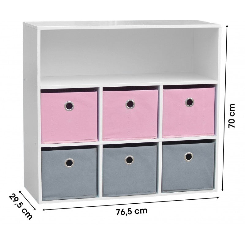 Meuble de rangement 6 paniers avec 1 niche Rose - Atmosphera For Kids