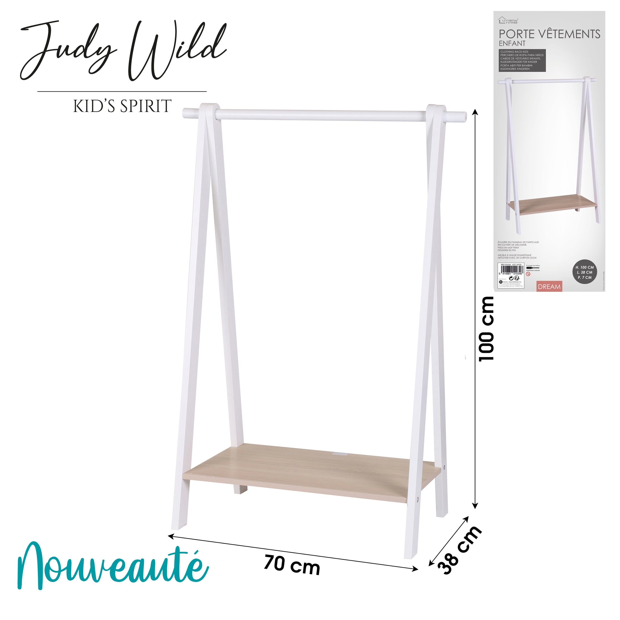 Penderie enfant triepied Blanc - Atmosphera For Kids