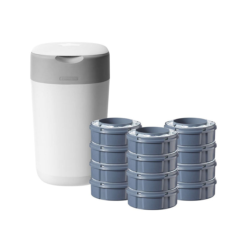 Pack Poubelle à couche Twist & Click Blanc + 12 recharges Sangenic