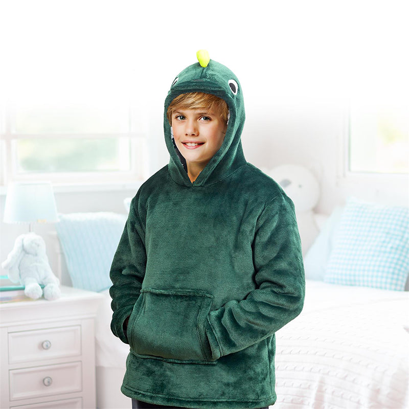 Plaid manche à capuche enfant Dinosaure - Home Deco Kids