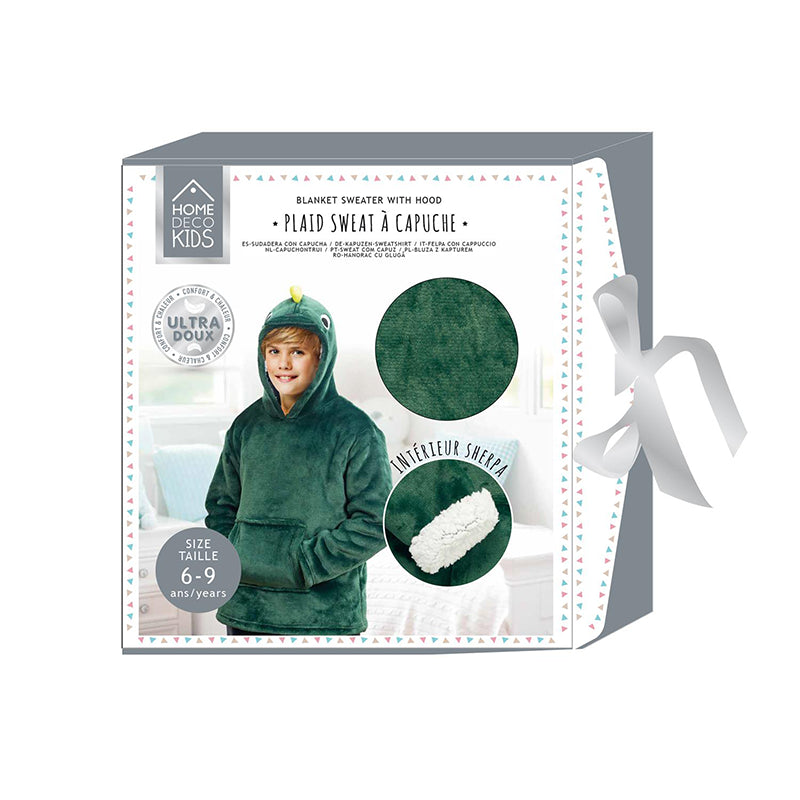 Plaid manche à capuche enfant Dinosaure - Home Deco Kids