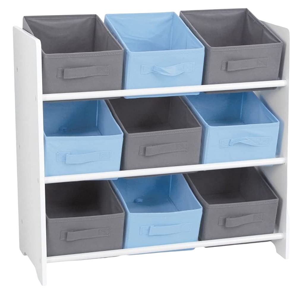 Meuble de rangement 9 paniers Bleu et Gris - Atmosphera For Kids