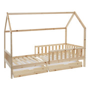 Lit cabane Bosco 90x190 avec 2 tiroirs Naturel - Atmosphera For Kids
