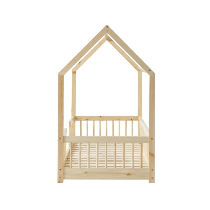 Lit cabane avec barrières Explorateur Beige 70x140 - Laïba Kids