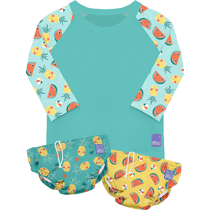 Maillot de bain couches et t-shirt anti-uv bébé 0-6 mois Bleu
