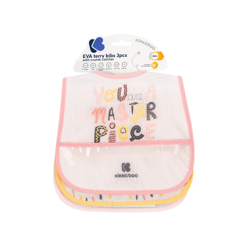 Set de 3 bavoirs bébé imperméable Arty Rose - Kikka Boo