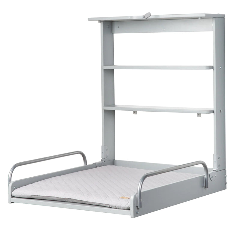 Table à langer murale pliable inclus matelas à langer Gris - Roba