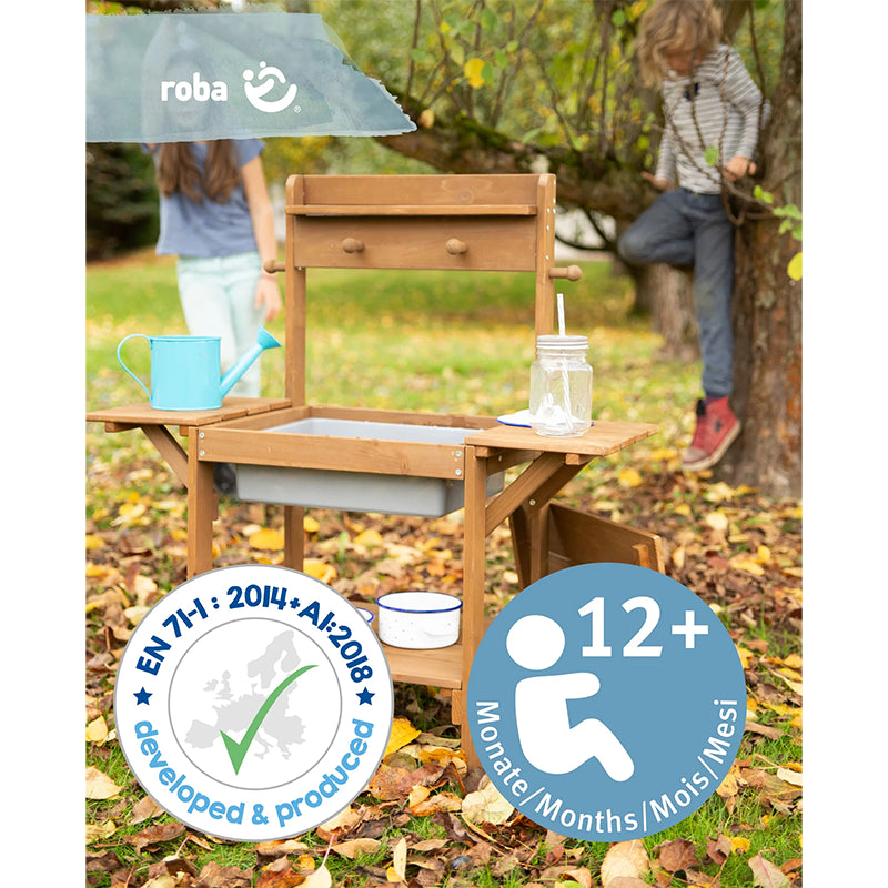 Cuisine de jeu enfant extérieur bois massif Marron - Roba