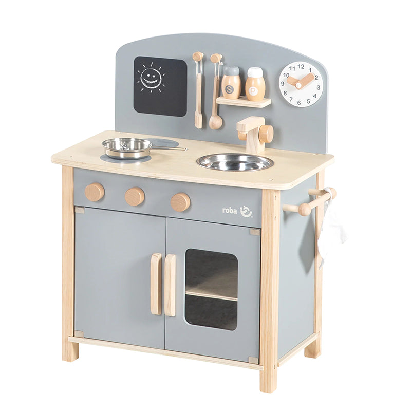 Cuisine Enfant En Bois Avec Accessoires Gris - Roba