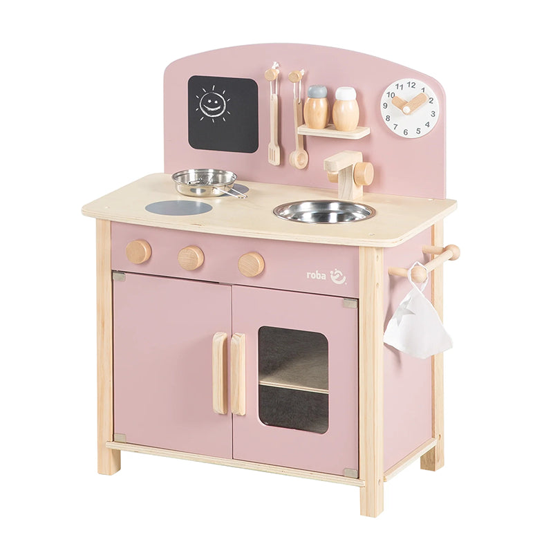 Cuisine Enfant En Bois Avec Accessoires Rose - Roba