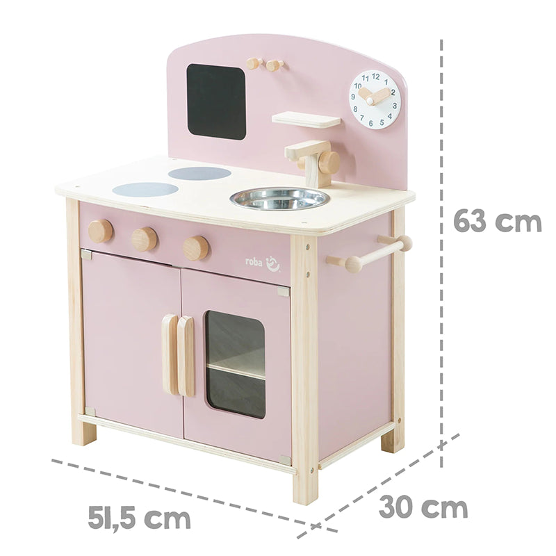 Cuisine Enfant En Bois Avec Accessoires Rose - Roba