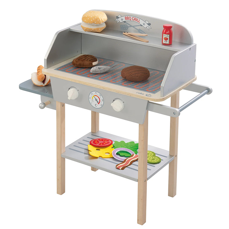 Barbecue pour enfant en bois Avec accessoires Gris - Roba