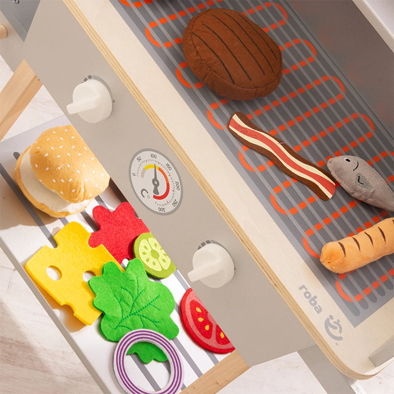 Barbecue pour enfant en bois Avec accessoires Gris - Roba