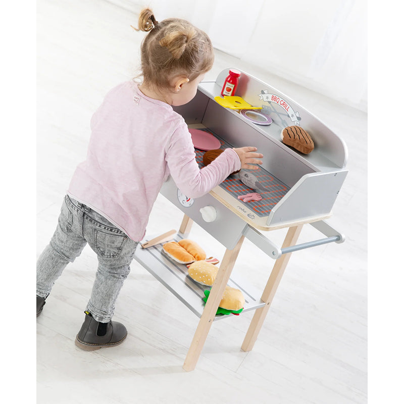 Barbecue pour enfant en bois Avec accessoires Gris - Roba