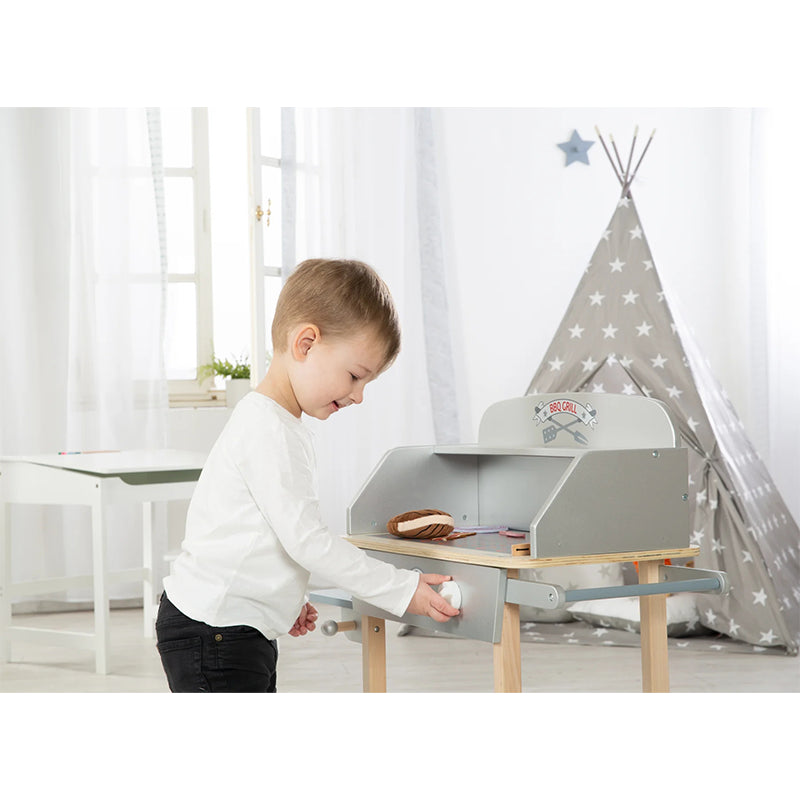 Barbecue pour enfant en bois Avec accessoires Gris - Roba