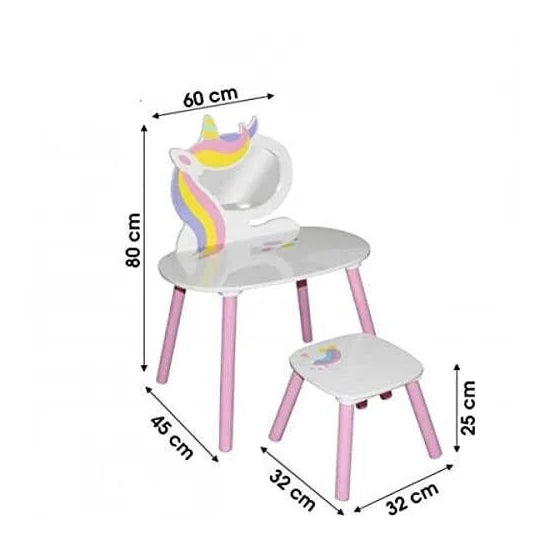 Coiffeuse avec Miroir Et Tabouret Licorne - Atmosphera For Kids