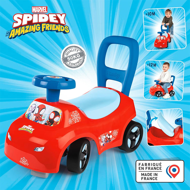 Porteur Enfant Auto Spidey Bleu - Smoby