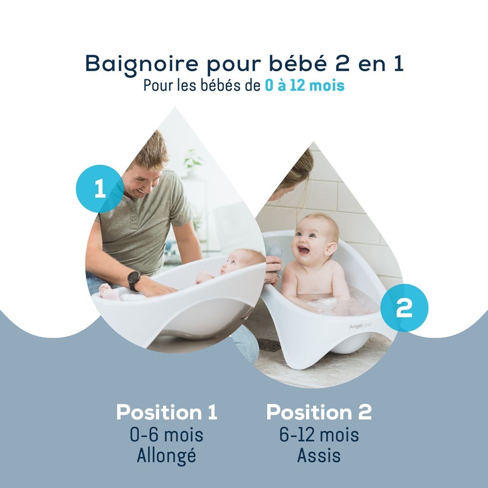 Baignoire Bébé 2 en 1 Blanc - Angelcare