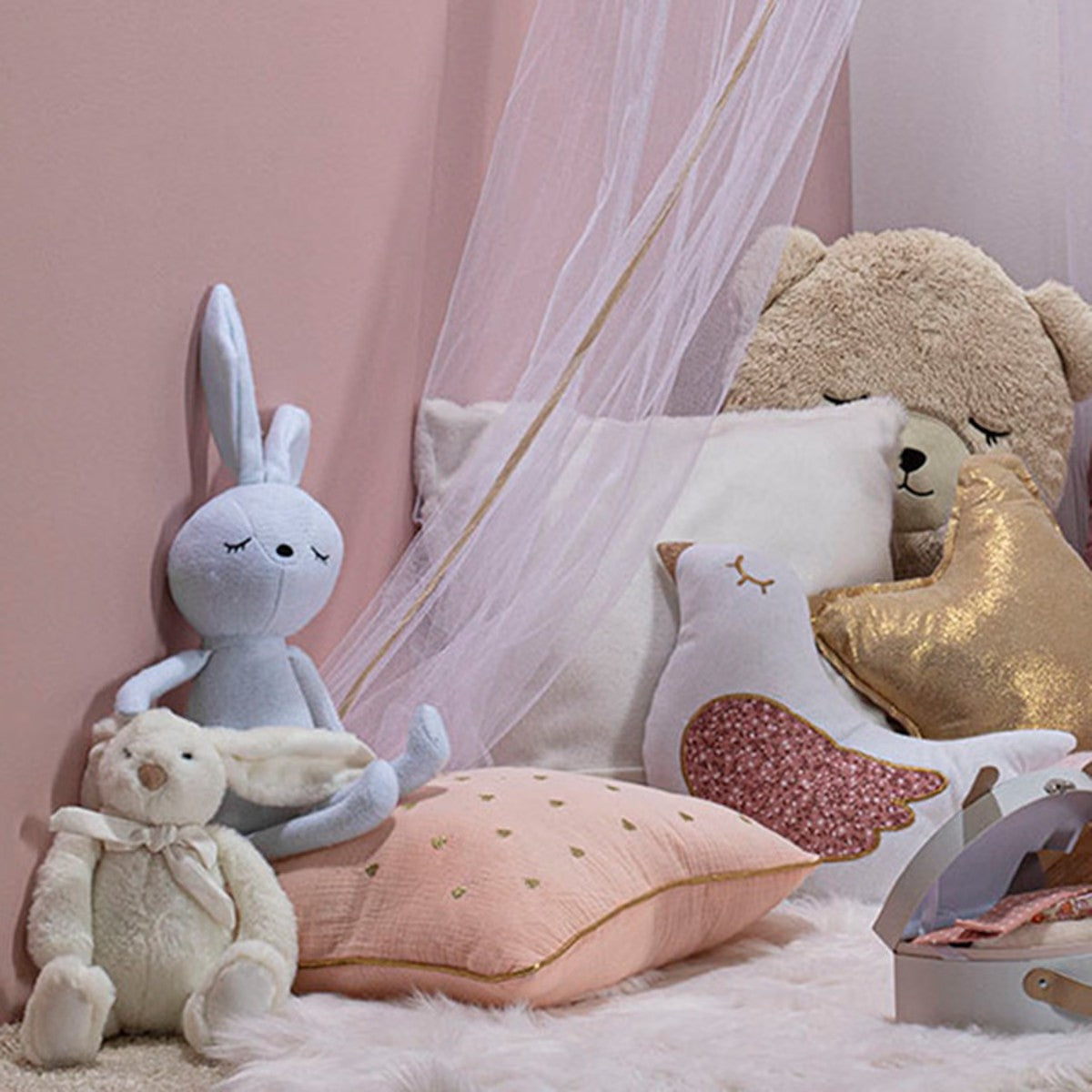 Peluche lapin nœud Beige - Atmosphera For Kids
