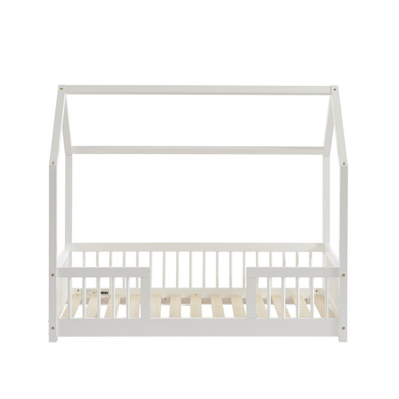 Lit Cabane Avec Barrières DodoLand Blanc 70x140 - Laïba Kids