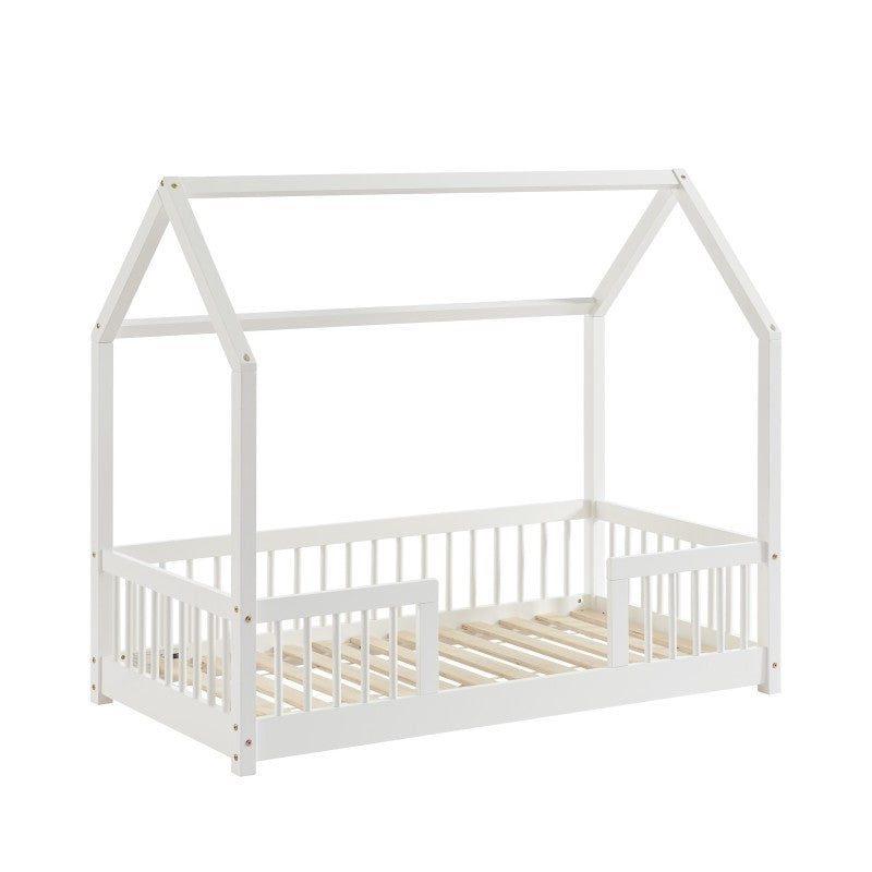 Lit Cabane Avec Barrières DodoLand Blanc 70x140 - Laïba Kids