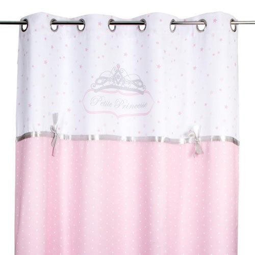 Rideau satiné princesse avec noeud brodé 140 x 260 Rose - Atmosphera For Kids