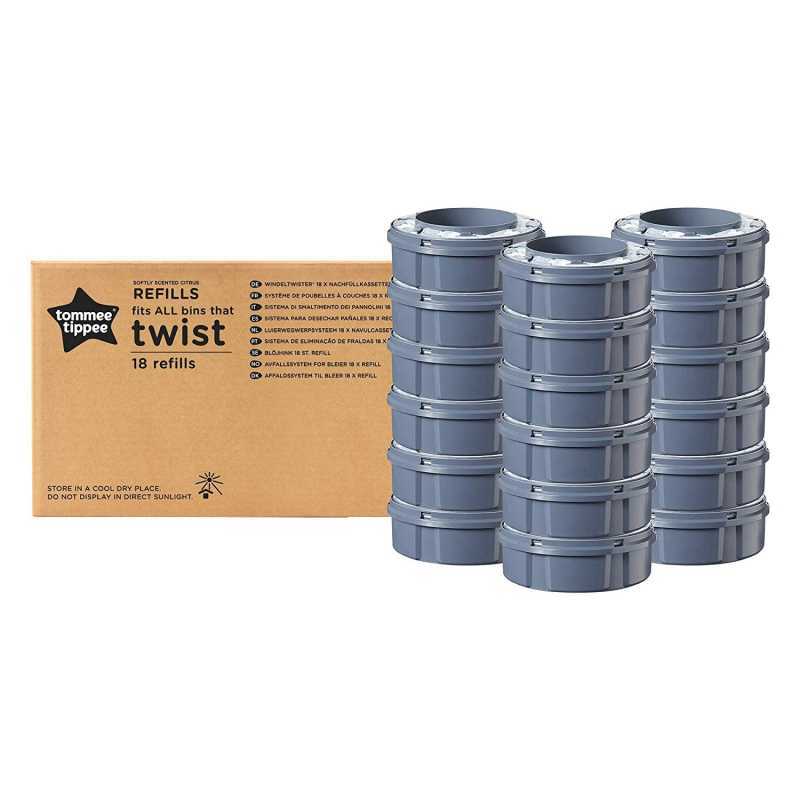 Tommee Tippee Lot de 18 Recharges Twist & Click - Couche Tommee