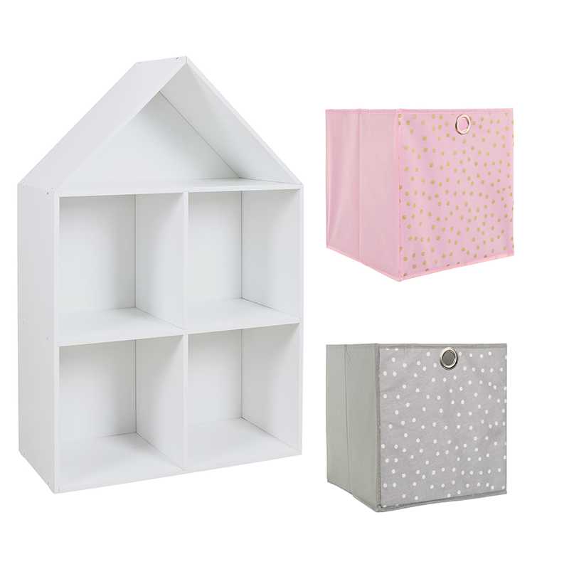 Meuble Maison avec 2 cubes de rangement fille - Home Deco Kids