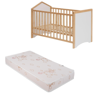 Ensemble Lit bébé Dodo Nuage 60x120 avec matelas enfant Ours Beige - Laïba Kids