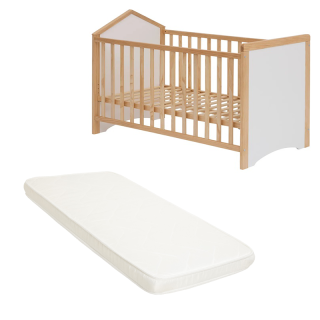 Ensemble Lit bébé Kima 60x120 avec matelas blanc - Atmosphera For Kids