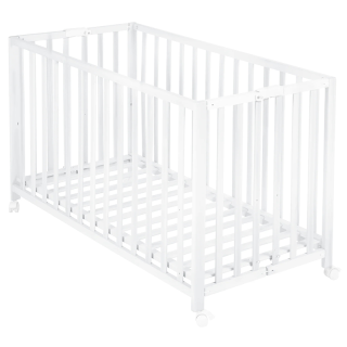 Lit pour bébé pliable 60x120 hauteur réglable Blanc - Roba