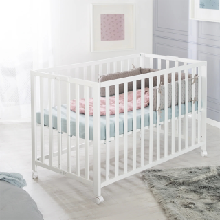 Lit pour bébé pliable 60x120 hauteur réglable Blanc - Roba