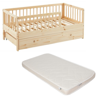 Ensemble Lit enfant Arche des Songes avec tiroir 70x140 avec matelas enfant Blanc 70x140 - Laïba Kids