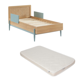 Ensemble Lit enfant Refuge Magique Bleu 70x140 avec matelas enfant Blanc - Laïba Kids