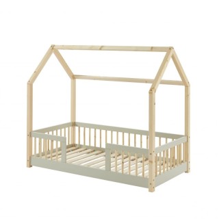 Ensemble Lit cabane avec barrières Explorateur Ivoire 70x140 avec matelas enfant Blanc 70x140 - Laïba Kids