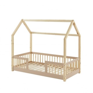 Ensemble Lit cabane avec barrières Explorateur Rose 70x140 avec matelas enfant Blanc 70x140 - Laïba Kids