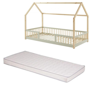 Ensemble Lit Château Ivoire avec matelas 90x190 - Laïba Kids