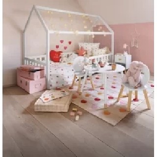 Ensemble Lit cabane Oasis Blanc avec matelas enfant 90x190 - Laïba Kids