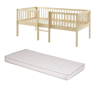 Ensemble Lit Nestor Beige avec matelas enfant 90x190 - Laïba Kids