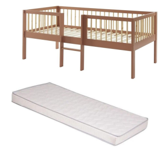 Ensemble Lit Nestor Terracotta avec matelas enfant 90x190 - Laïba Kids