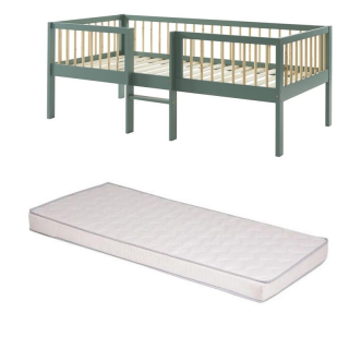 Ensemble Lit Nestor Vert avec matelas enfant 90x190 - Laïba Kids