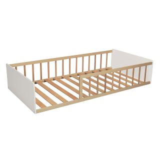 Lit barrière Caverne des Merveilles 90x190 Blanc Naturel - Laïba Kids