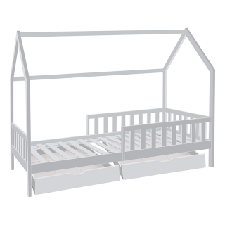 Lit cabane avec 2 tiroirs Cocon Doux 90x190 Blanc - Laïba Kids