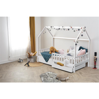 Lit cabane avec 2 tiroirs Cocon Doux 90x190 Blanc - Laïba Kids