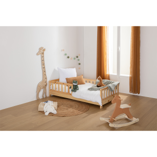 Pack Lit Berceau Lunaire 80x160 cm + Matelas enfant 80x160 cm Beige - Atmosphera For Kids