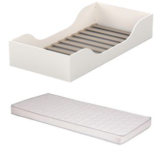 Pack DreamStart Lit 90x190 avec matelas 90x190 Blanc - Laïba Kids