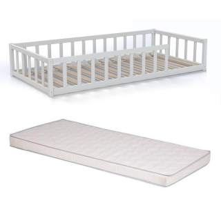 Pack Cabane Secrète Lit avec matelas 90x190 Blanc - Laïba Kids